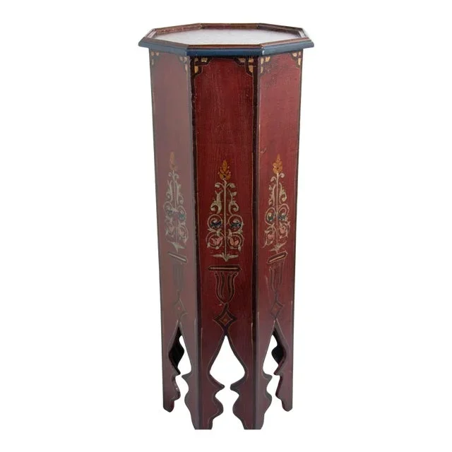 Moroccan Moorish Pedestal Octagonal Red Table 1960s