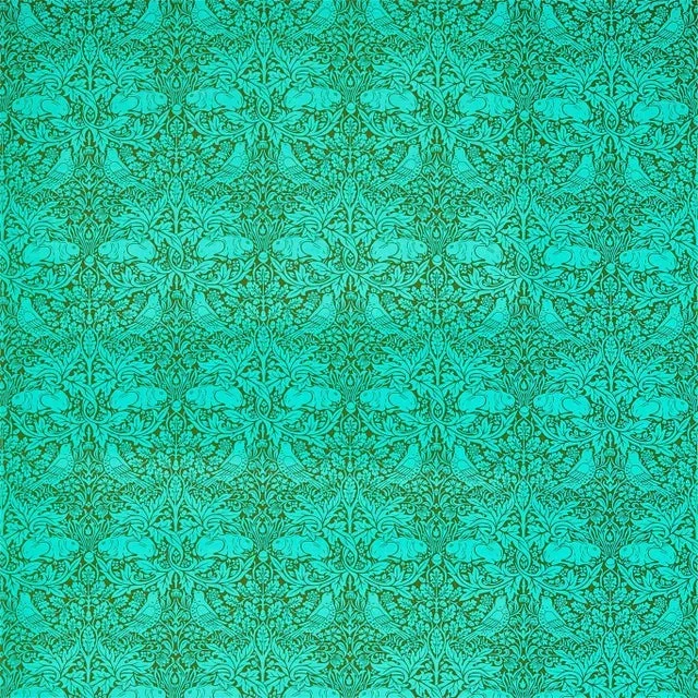 Morris & Co Brer Rabbit Fabric in Olive/Turquoise – a Sample