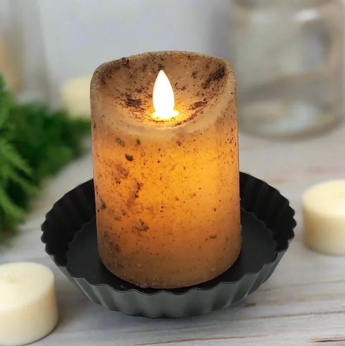 Moving Flame Pillar Candle Cream 3×4