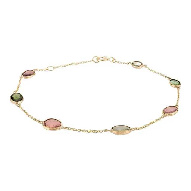 Multi Tourmaline Sleek Chain Bracelet