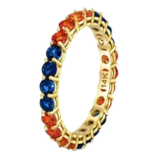 Multicolor Gemstones Eternity 14k Gold Ring Band – 5 Us Size