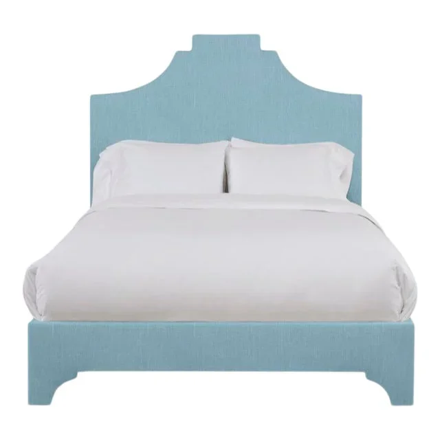 Nadine Full/Double Bedframe, Mosaic Blue Linen