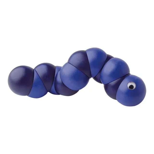 Naef Juba Wooden Caterpillar Worm Toy Blue Designer Xavier De Clippeleir, Handmade in Germany