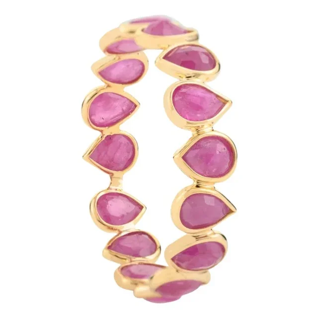 Natural Ruby Eternity Band Ring Size 6 in 18k Yellow Gold