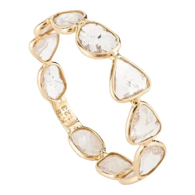 Natural Uncut Diamond 18k Yellow Gold Stacking Band Ring Size 3.5 (All Sizes Available)