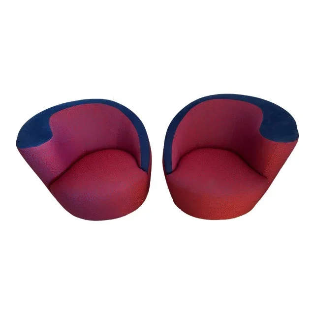Nautilus Upholstered Swivel Club Chairs -A Pair