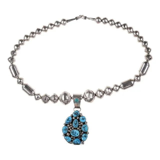 Navajo Sterling Turquoise Nugget beaded necklace