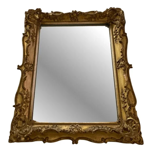 Neoclassical Empire Style Gilt Gesso Rectangular Wall Mirror