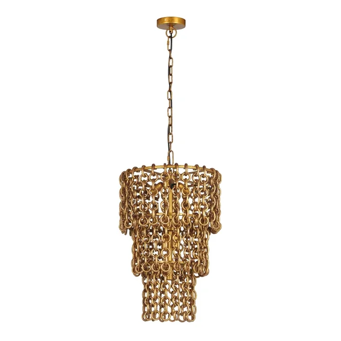 Nirsa Brass Chain Link 3-Tier Chandelier