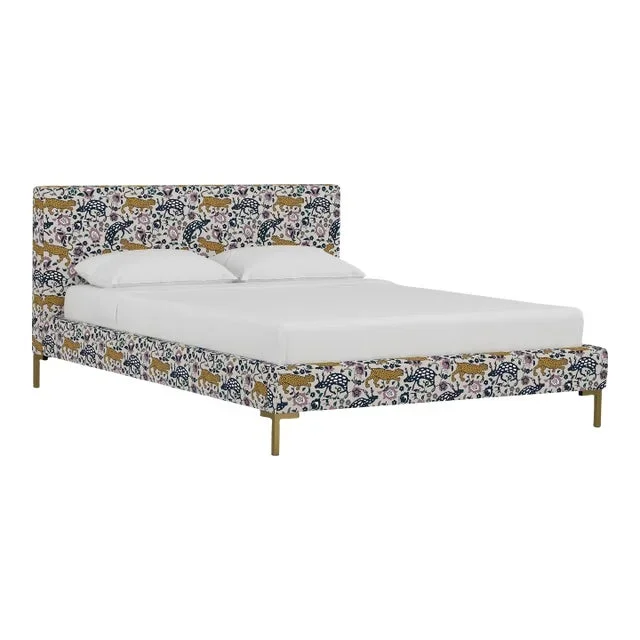Norah Platform Bed in Mustard Plum Leopard, California King
