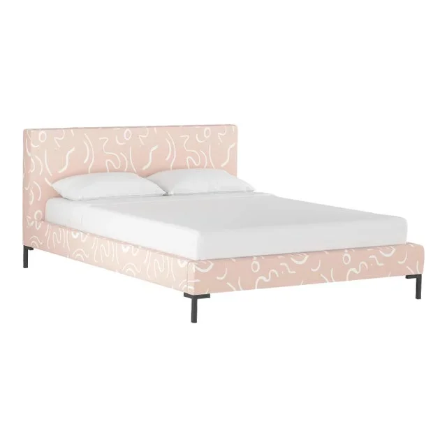 Norah Platform Bed in Peach Candice Stroke, Queen