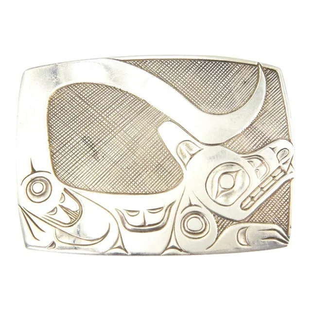 North Coast Haida Sterling Silver Figural Brooch Pendant