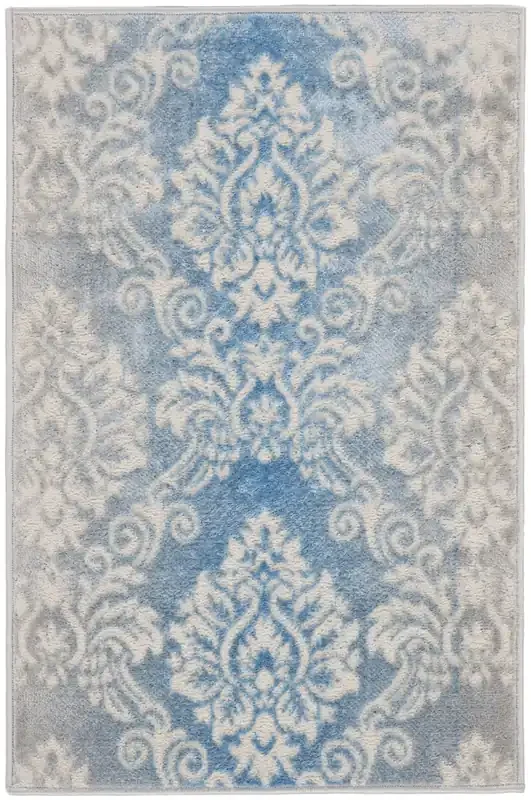 Nourison Elation Etn03 Ivory Blue Area Rugs