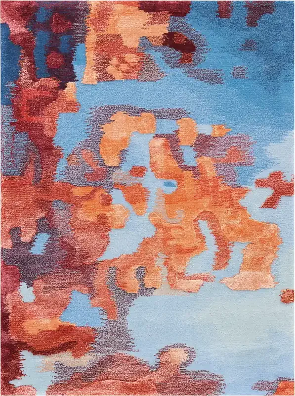 Nourison Prismatic Prs13 Blue/flame Area Rugs