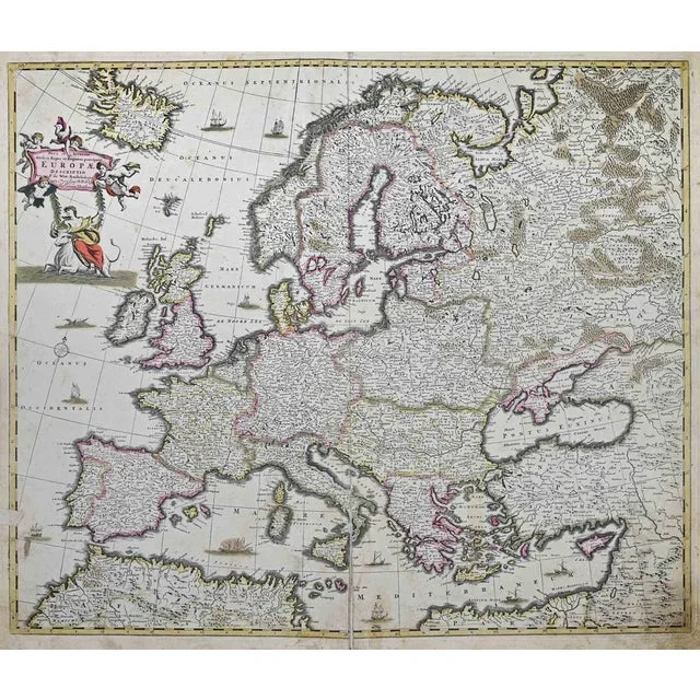 Nova et Accurata Totius Europae Descriptio Etching by Frederick de Wit, 1680s