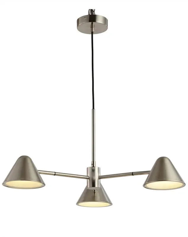 Nova of California Cove 85″ Hardwired 3 Light Chandelier In Satin Nickel 3-Light