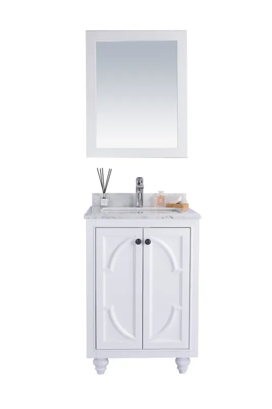 Odyssey – 24 – White Cabinet + White Carrara Marble Countertop