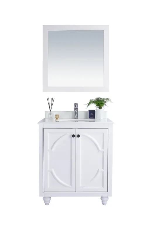 Odyssey – 30 – White Cabinet + Pure White Phoenix Stone Countertop