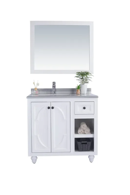 Odyssey – 36 – White Cabinet + White Stripes Marble Countertop