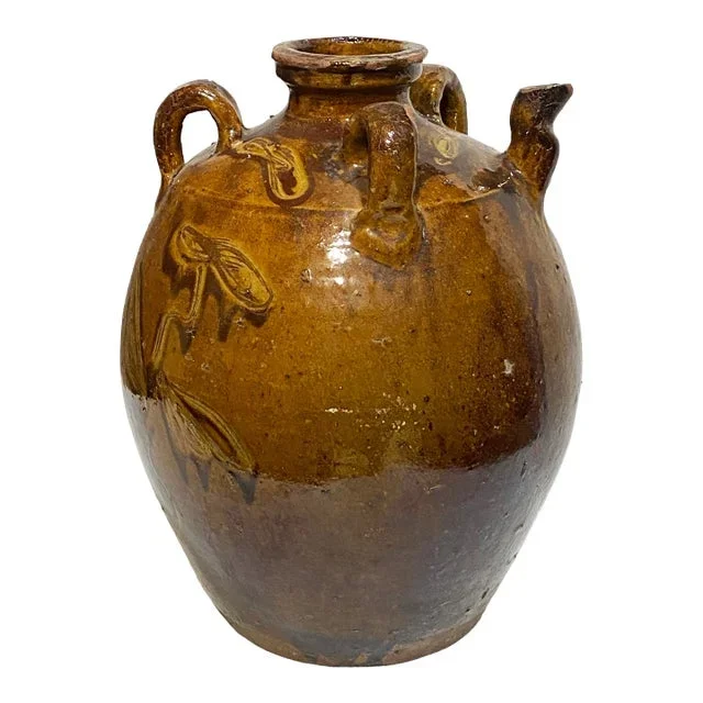 Old Asian Earthenware Pottery Storage Jar 15″ H