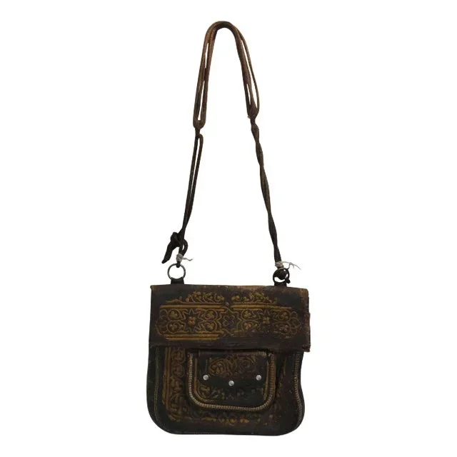 Old Hand Tooled Leather Moroccan Satchel Bag