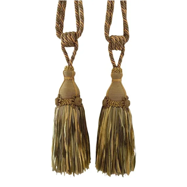 Olive & Gold Spanish Tiebacks- a Pair