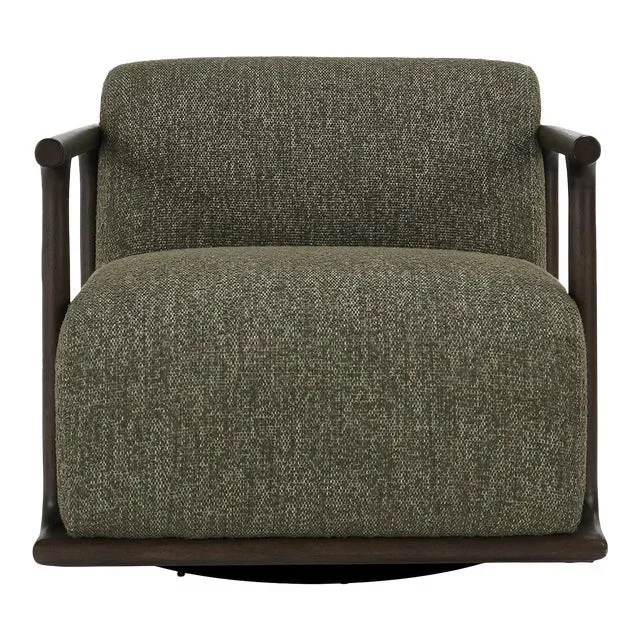 Olive Tweedy Swivel Arm Chair