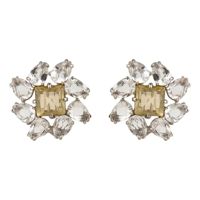 Olviya Studs Base Metal, Clear, Pierced