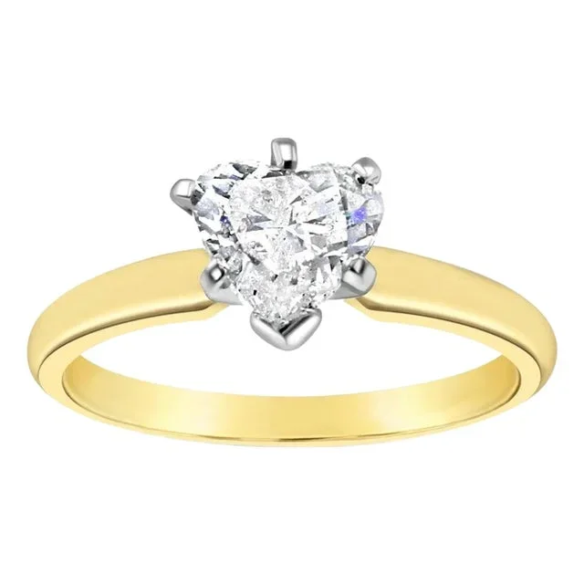 One Carat Heart Shaped Solitaire Diamond Engagement Ring, Size 6.25