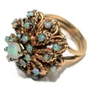 Opal and Gold Cluster Cocktail Ring, Size 6.25