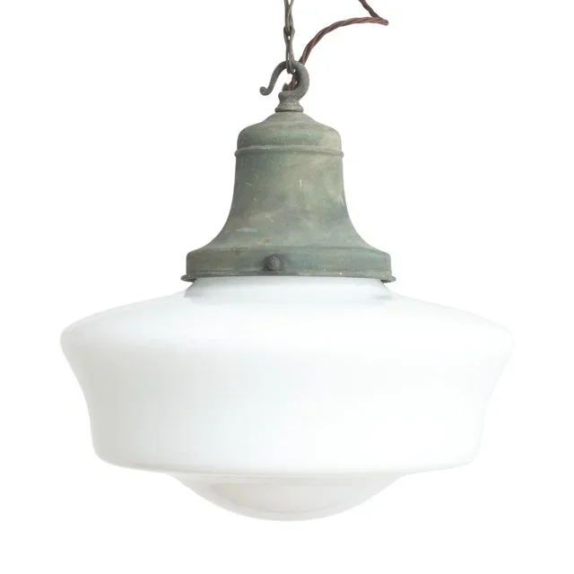 Opaline Glass Church Pendant Light, 1920s