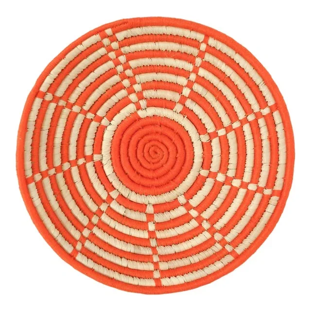 Orange Seagrass Wall Basket, Large