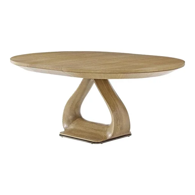 Organic Modern Round Oak Extending Dining Table