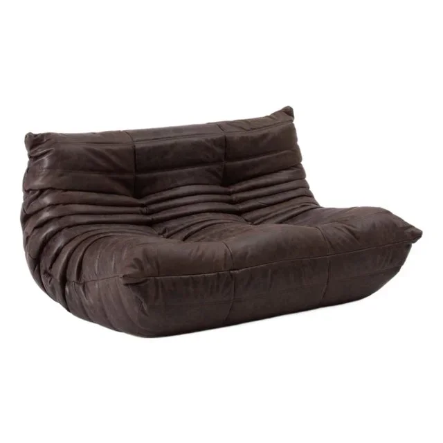 Original Ligne Roset Togo 2-Seater — Reupholstered in Mocha Leather