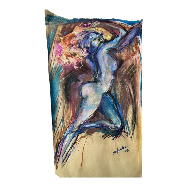 Original Pastel Drawing by Erik Sulander “Nude” on Paper, 42×24.