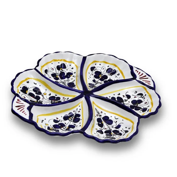 ORVIETO BLUE ROOSTER: Snack Tray Fiore/Shell – Six Compartments