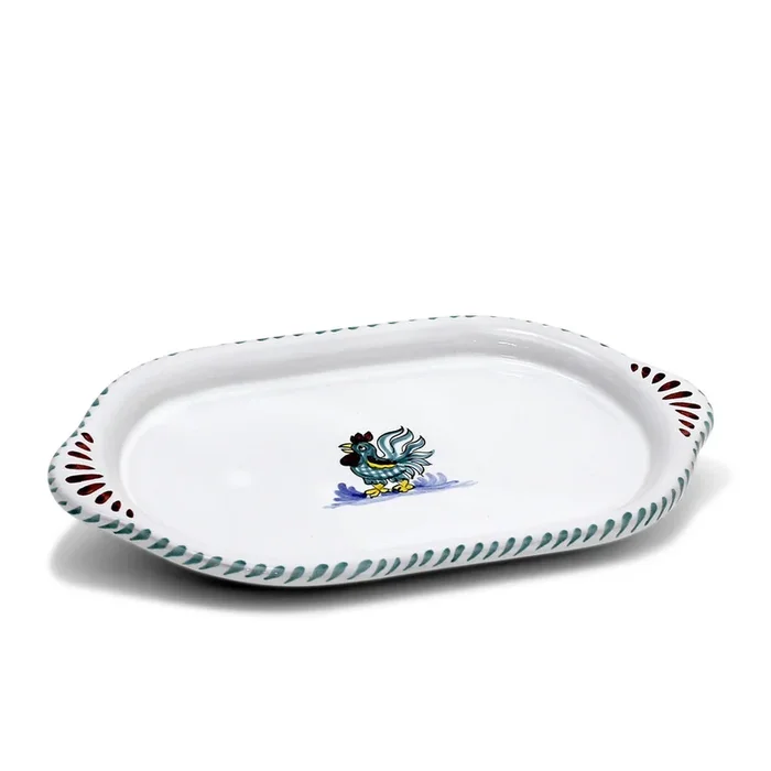ORVIETO GREEN ROOSTER: Oval/Oblong Small Tray