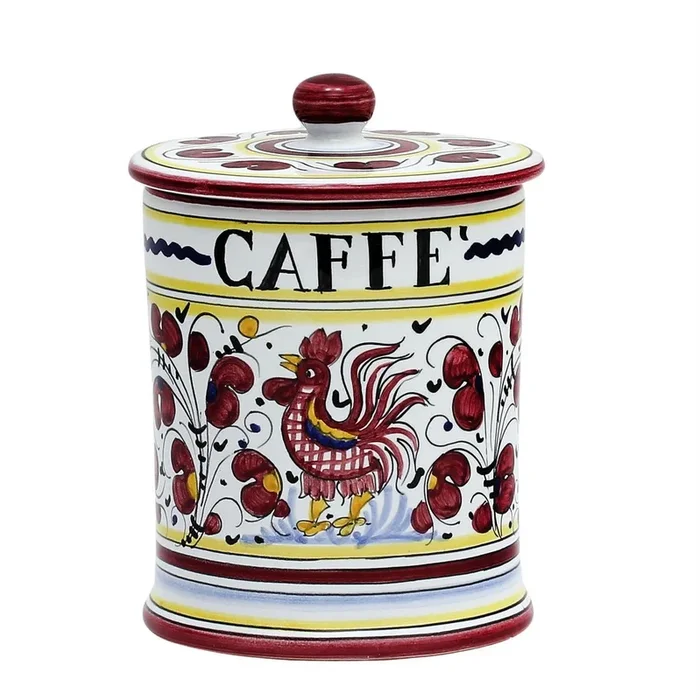 ORVIETO RED ROOSTER: Caffe’ (Coffee) Container Canister