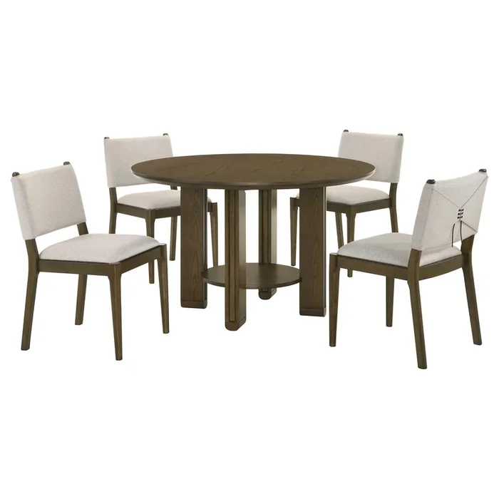 Ottowa Brown 5-Piece Round Wood Dining Room Table Set