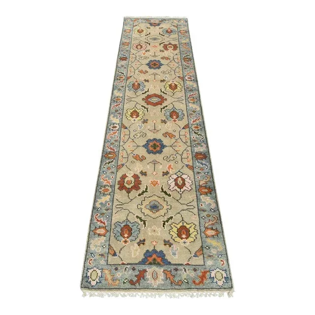 Oushak Runner 2’7” X 9’7” Gray Wool Traditional Hand-Knotted Oriental Rug