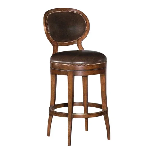 Oval Back Armless Swivel Counter Stool, Bordeaux Finish