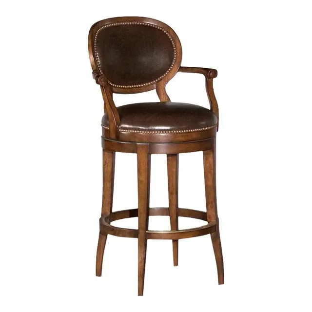 Oval Back Swivel Counter Stool, Bordeaux Finish