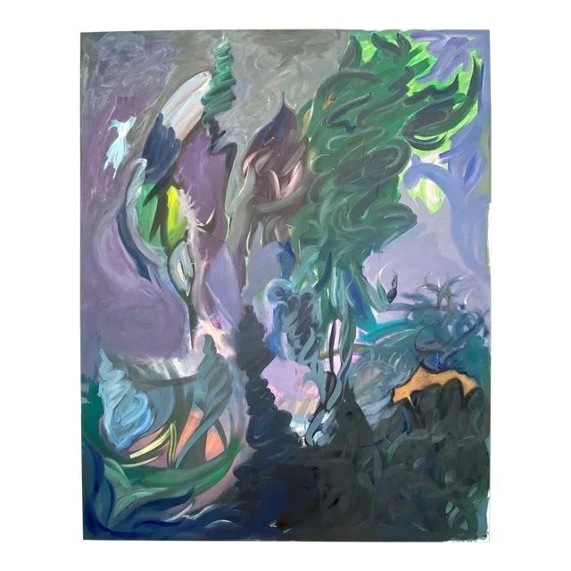 P. L. Bradbury Untitled Abstract Expressionist Oil Painting on Canvas