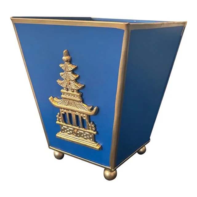 Pagoda Chinoiserie Blue Cachepot