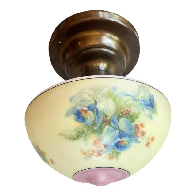 Painted Flush Mount Fixture on Original Holder, Circa 1920