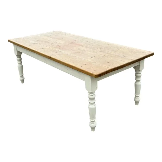 Painted Scrubbed Pine Farmhouse Dining Table