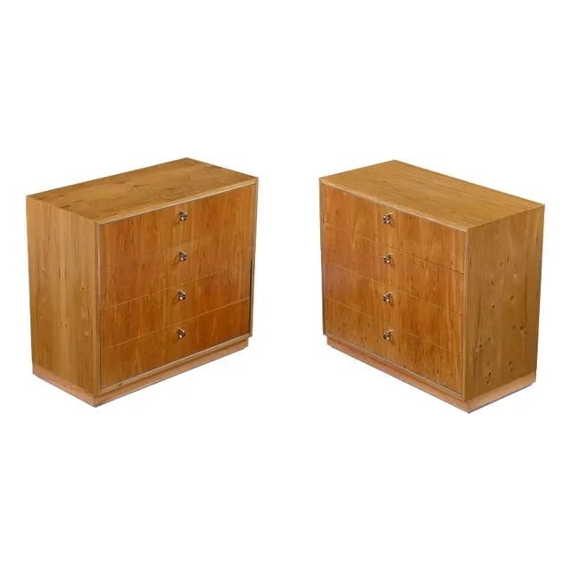 Pair 1970s John Stuart Hickory Bachelors Chests or Large Nightstands