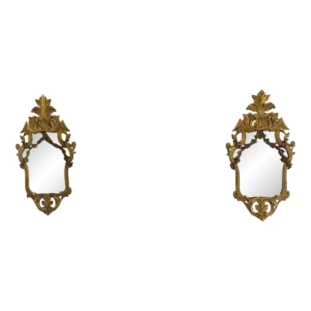 Pair of 1960s Spanish Carved Gilt Mirrors