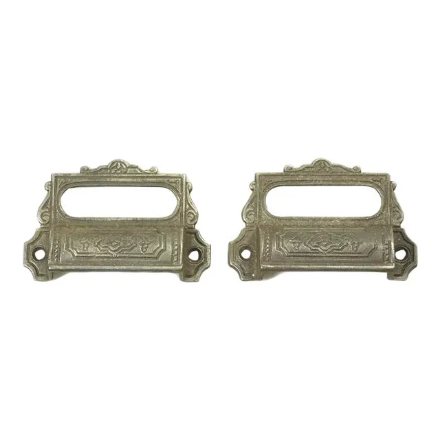Pair of Early 20th Century Victorian Cast Iron Apothecary Drawer Bin Pulls
