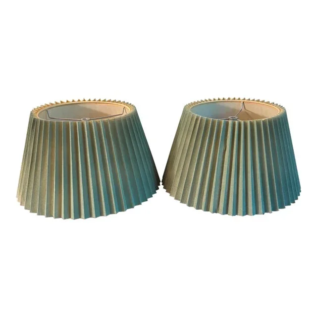 Pair of Green Paper Lampshades.